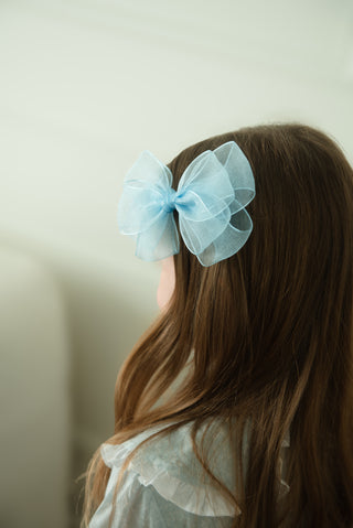 Big bow clip in dusty blue