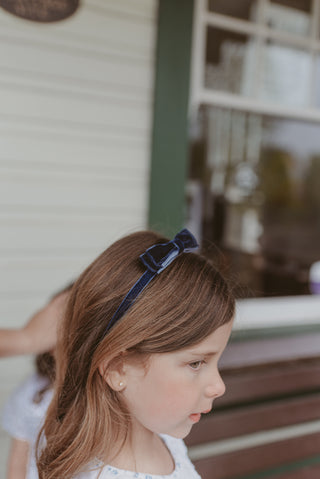 Navy velvet hair band