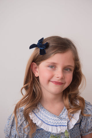Navy velvet hair clip