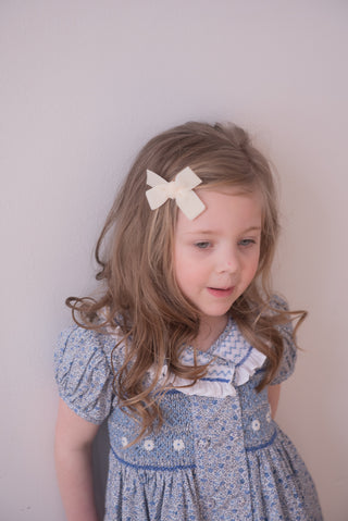 White velvet hair clip