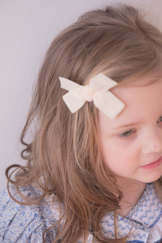 White velvet hair clip