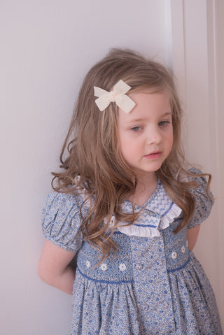 White velvet hair clip